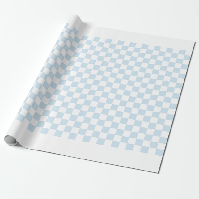 Papel De Regalo Tablero de verificación azul y blanco Pastel (Desenrollado)