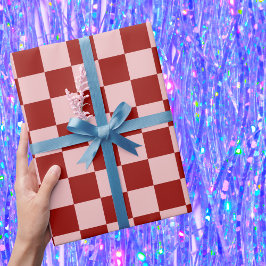 Papel De Regalo Tablero de verificación rojo y rosa