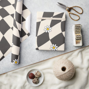 Papel De Regalo Tablero Groovy Daisy Floral, Wrappin Y2K 90s