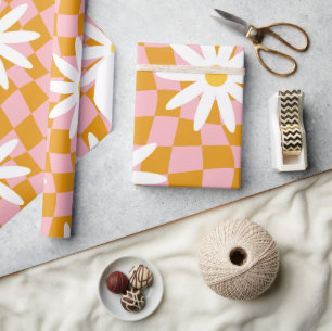 Papel De Regalo Tablero Groovy Daisy Floral, Wrappin Y2K 90s