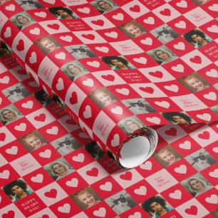 Papel De Regalo Tablero rojo rosa para el corazón con fotos de San