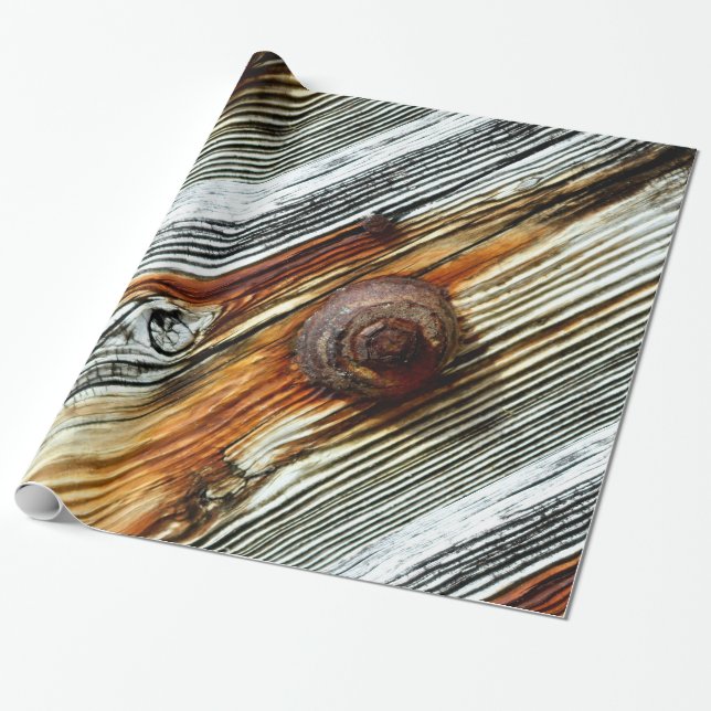 Papel De Regalo tableros de madera de deriva oxidados (Desenrollado)