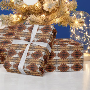 Papel De Regalo Tablones de Madera Deteriorada Patrón de Diamante