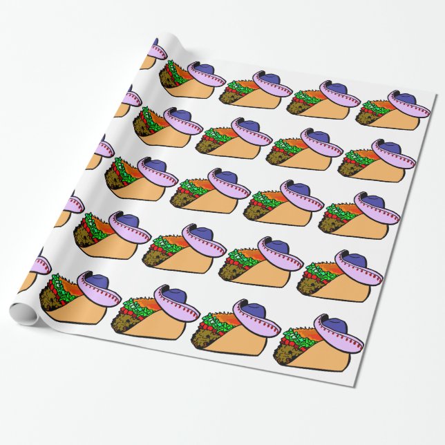 Papel De Regalo Taco de uso de sombrero (Desenrollado)