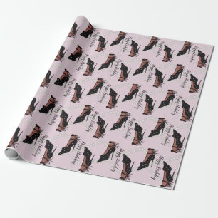 Papel De Regalo Tacón elegante belleza fashionista cumpleaños rosa