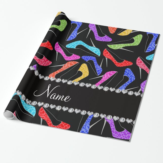 Papel De Regalo Tacones altos negros conocidos personalizados del (Desenrollado)