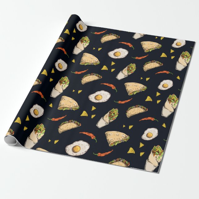 Papel De Regalo Tacos Burrito Nachos Gastronomía Mexicana Regalo V (Desenrollado)