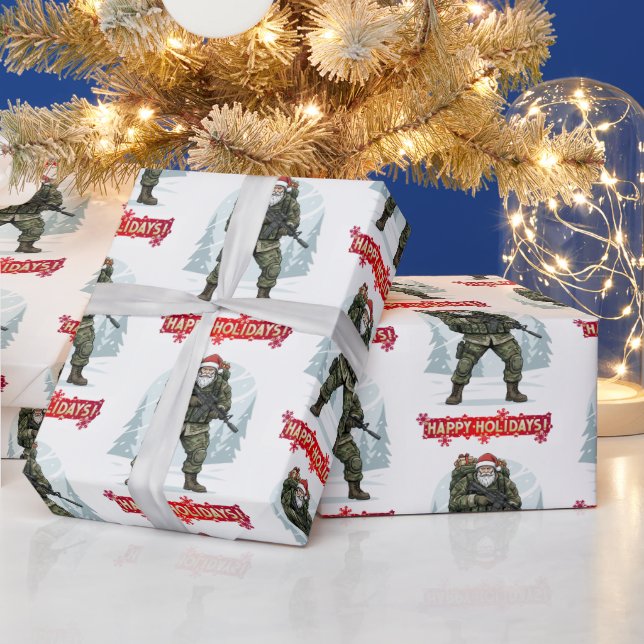 Papel De Regalo Tactical Santa Christmas Wrapping Paper (Vacaciones)