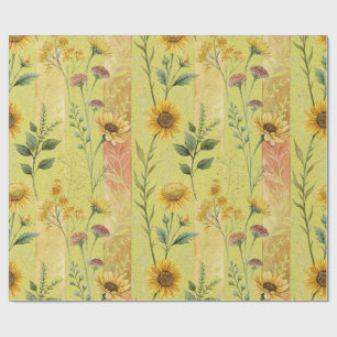 Papel De Regalo Tallos de girasol amarillo floral botánico flor si
