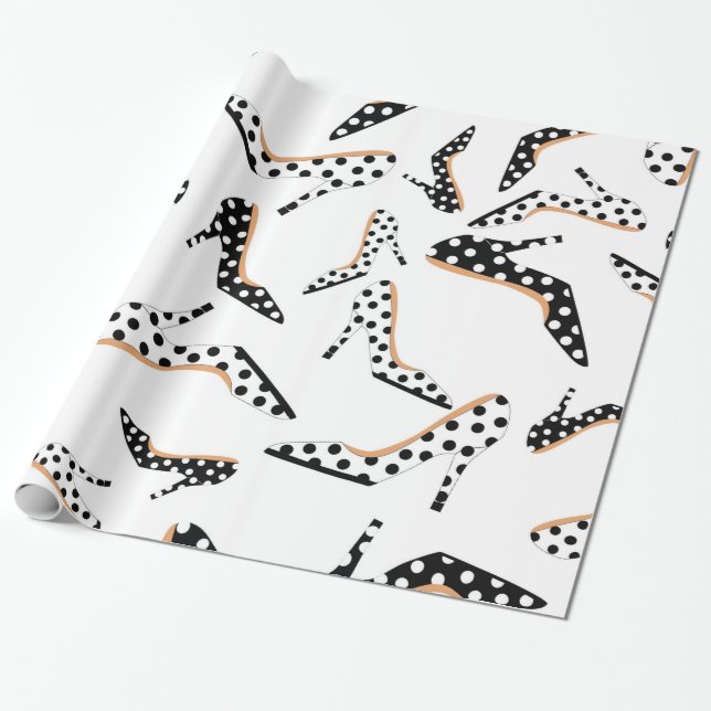 Papel De Regalo Talones altos blancos y negros (Desenrollado)