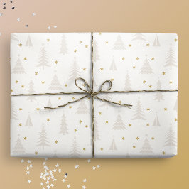 Papel De Regalo Tan nórdico Árboles de Navidad Blanco