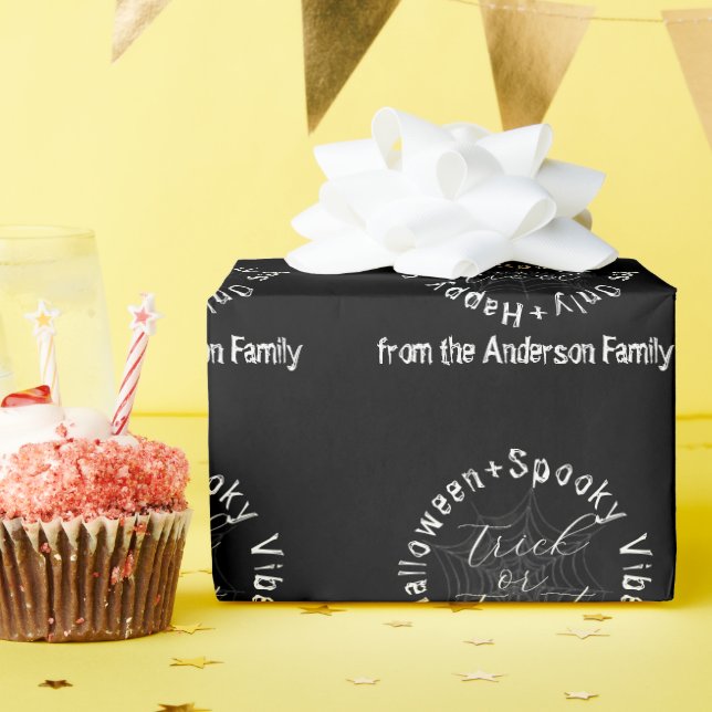 Papel De Regalo Tan solo vibraciones negras y blancas Feliz Hallow (Fiesta de cumpleaños )