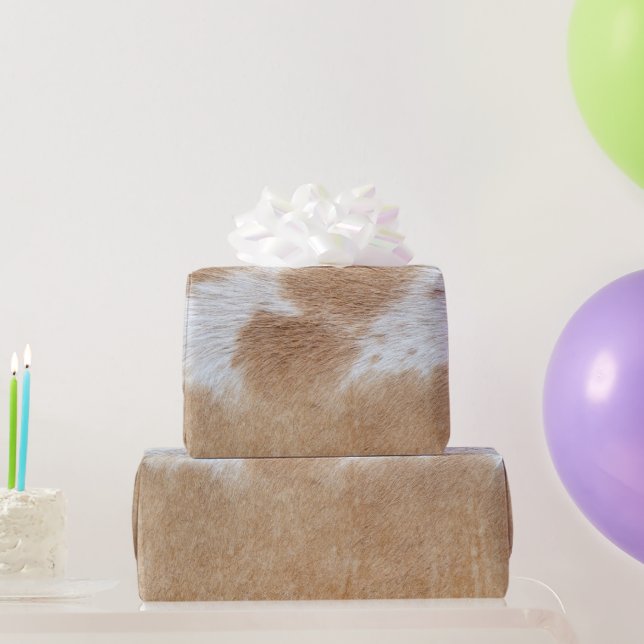 Papel De Regalo Tan y pelo de vaca blanco (Regalos de fiesta)