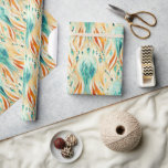 Papel De Regalo Tangerina Turquesa Abstracto Floral<br><div class="desc">Turquoise Tangerine Abstract Jewel</div>