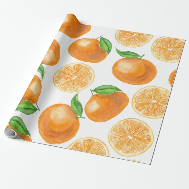 Papel De Regalo Tangerinas acuáticas (Desenrollado)