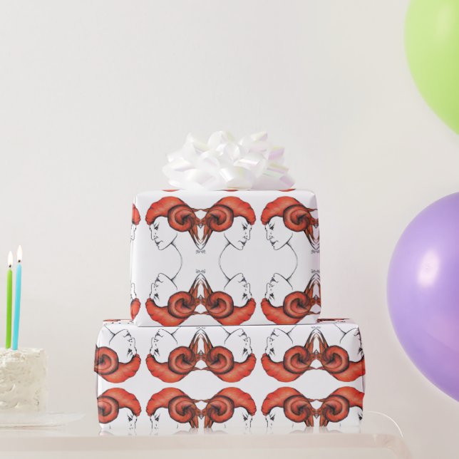 Papel De Regalo Tangerine Orange Haired Woman Portrait Pop Art (Regalos de fiesta)