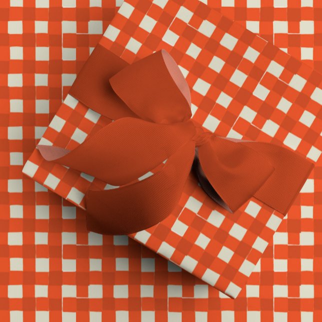 Papel De Regalo Tapa de la comprobación de búfalo de mano roja (Red Hand-Drawn Buffalo Check Plaid Wrapping Paper)