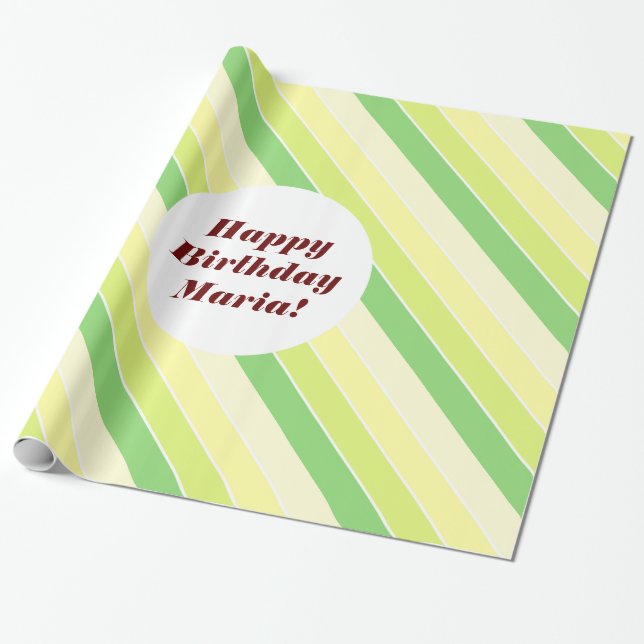 Papel De Regalo Tapa moderna de rayas lima de mesa verde cubierta (Desenrollado)