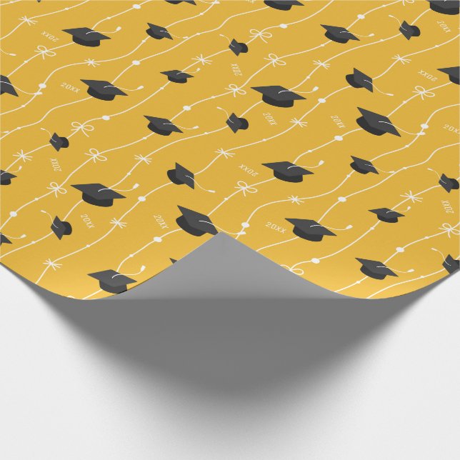 Papel De Regalo Tapas de graduación amarillas y cinta de opciones (Esquina)