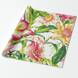 Papel De Regalo Tapicería floral de la primavera que brilla