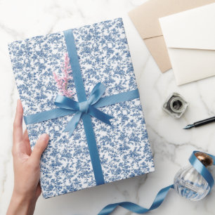 Papel De Regalo Tapiz Floral Azul