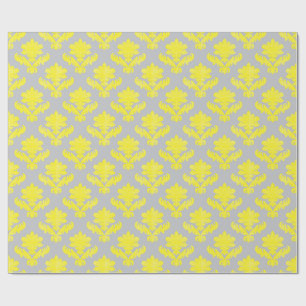 Papel De Regalo Tapiz Francés Amarillo Brillante y Gris