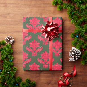 Papel De Regalo Tapiz Francés Navidad Rojo y Verde