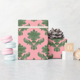 Papel De Regalo Tapiz Francés Verde y Rosa