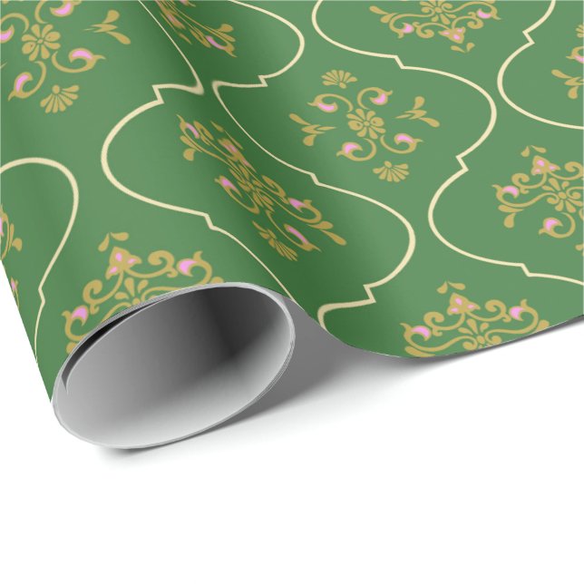 Papel De Regalo Tapiz verde (Esquina del rollo)