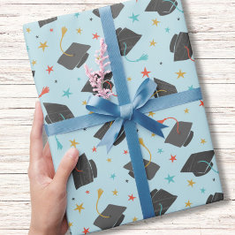 Papel De Regalo Tapón de graduación y Tassel en azul claro