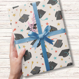 Papel De Regalo Tapón de graduación y Tassel sobre crema