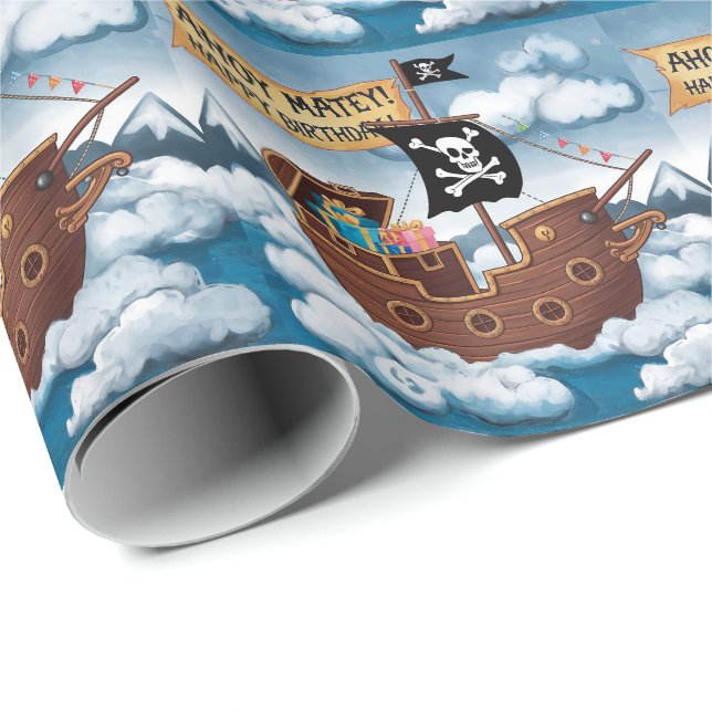 Papel De Regalo Tarjeta de cumpleaños - Ahoy Matey! (Esquina del rollo)
