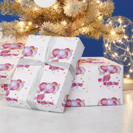 Papel De Regalo Tarjeta de cumpleaños de globo rosa para niñas – C
