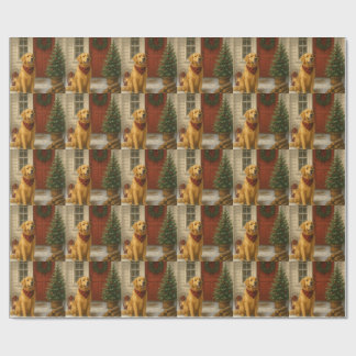 Papel De Regalo Tarjeta de Navidad de Golden Retriever