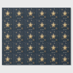 Papel De Regalo Tarjeta de Navidad Estrella Celestial Nocturna Lun