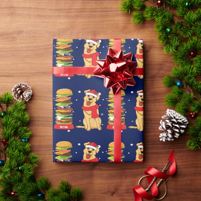 Papel De Regalo Tarjeta de vacaciones Navidades de Golden Retrieve (Regalo de vacaciones)