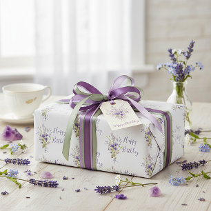 Papel De Regalo Tarjeta personalizada con spray floral púrpura