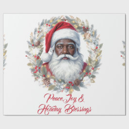 Papel De Regalo Tarjeta plana de bendiciones navideñas de Santa