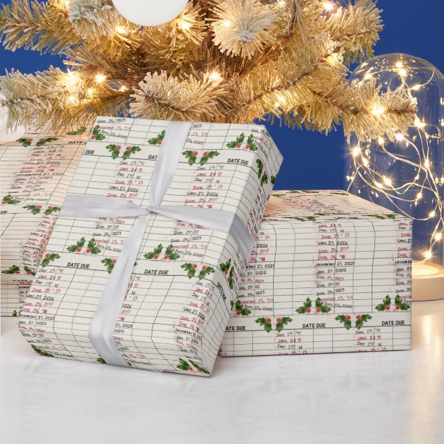 Papel De Regalo Tarjetas De Biblioteca Antiguas Para Navidades De  (Vacaciones)