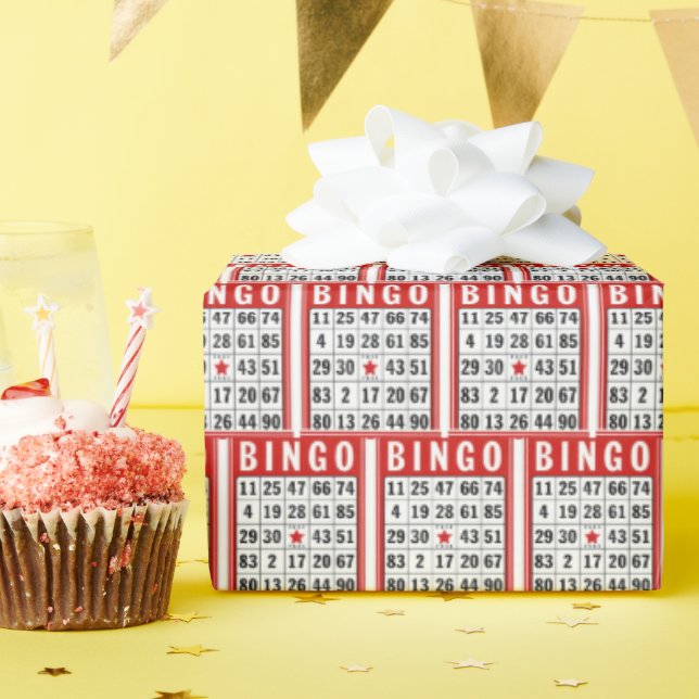 Papel De Regalo Tarjetas de Bingo Rojo y Blanco (Fiesta de cumpleaños )