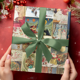 Papel De Regalo Tarjetas de Feliz Navidad Antiguas Patrón