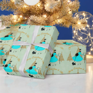 Papel De Regalo Tarjetas de Navidad de Dama Vintage 1950
