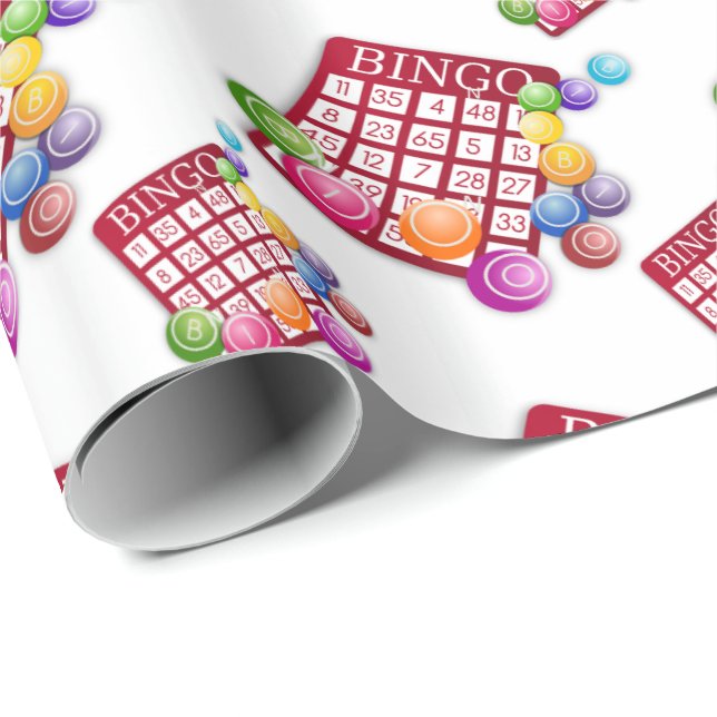 Papel De Regalo Tarjetas del bingo y bolas del bingo (Esquina del rollo)
