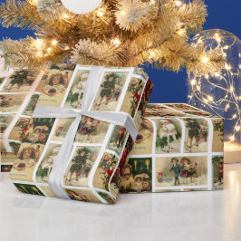 Papel De Regalo Tarjetas Navideñas Antiguas Collage Santa Claus