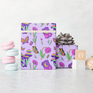 Papel De Regalo Tarot de Hongos Vibrante Psicodélico Esotérico