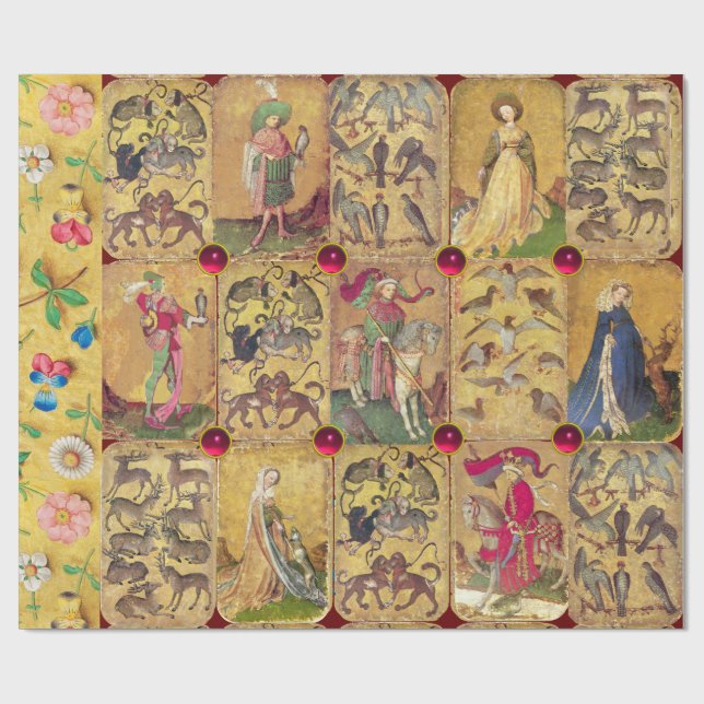 Papel De Regalo Tarots antiguos/Tarjetas de tribunal alemanas/Falc (Superficie plana)