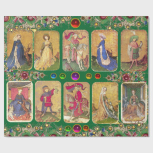 Papel De Regalo Tarots antiguos, tarjetas de tribunal alemanas, fl