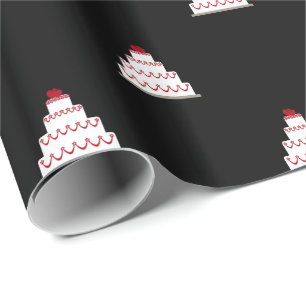 Papel De Regalo Tarta de boda blanca y roja sobre negro