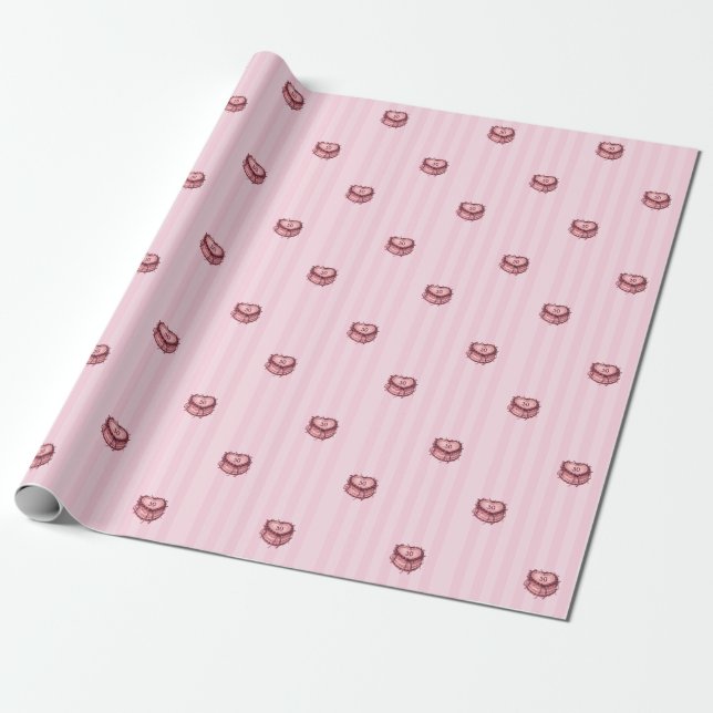 Papel De Regalo Tarta de cumpleaños corazón coquette (Desenrollado)