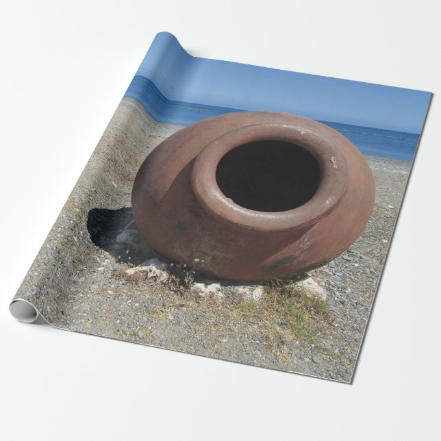 Papel De Regalo Tarta de terracota griega en la playa (Desenrollado)